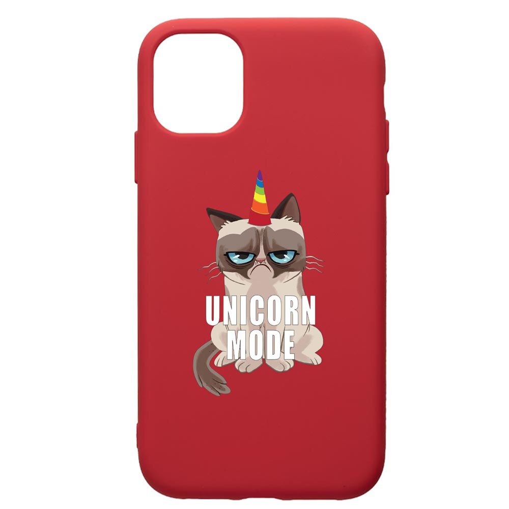 Husa de protectie Apple iPhone 12 Mini, Meme - Gumpy Unicorn Mode, silicon, cu interiorul din material textil, protectie camera, Red, PR654
