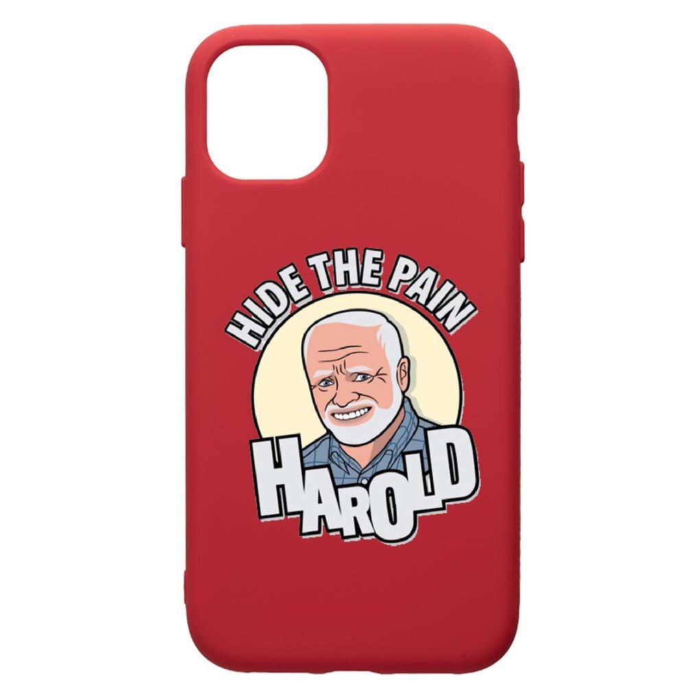 Husa de protectie Apple iPhone 11, Meme - Harold, silicon, cu interiorul din material textil, protectie camera, Red, PR662