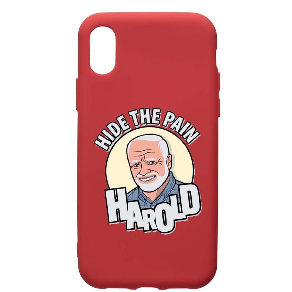 Husa de protectie Apple iPhone XR, Meme - Harold, silicon, cu interiorul din material textil, protectie camera, Red, PR662