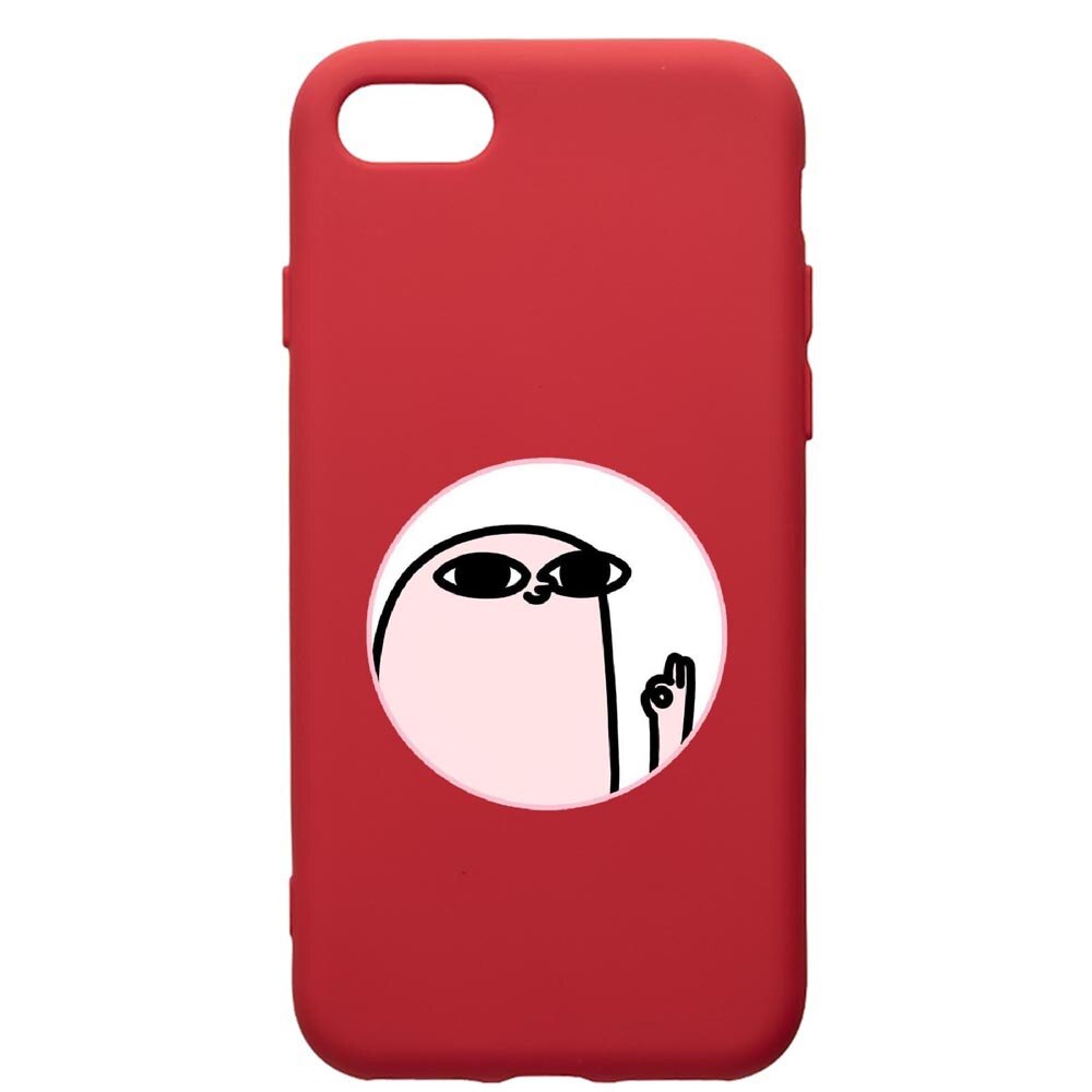 Husa de protectie Apple iPhone 8 Plus / iPhone 7 Plus, Meme, silicon, cu interiorul din material textil, protectie camera, Red, PR658