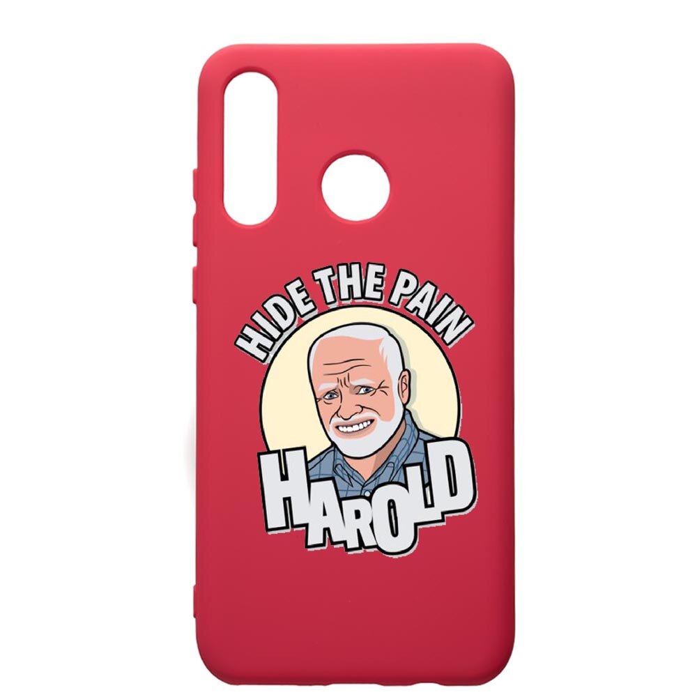 Husa de protectie Huawei P30 Lite, Meme - Harold, silicon, cu interiorul din material textil, protectie camera, Maroon, PM662