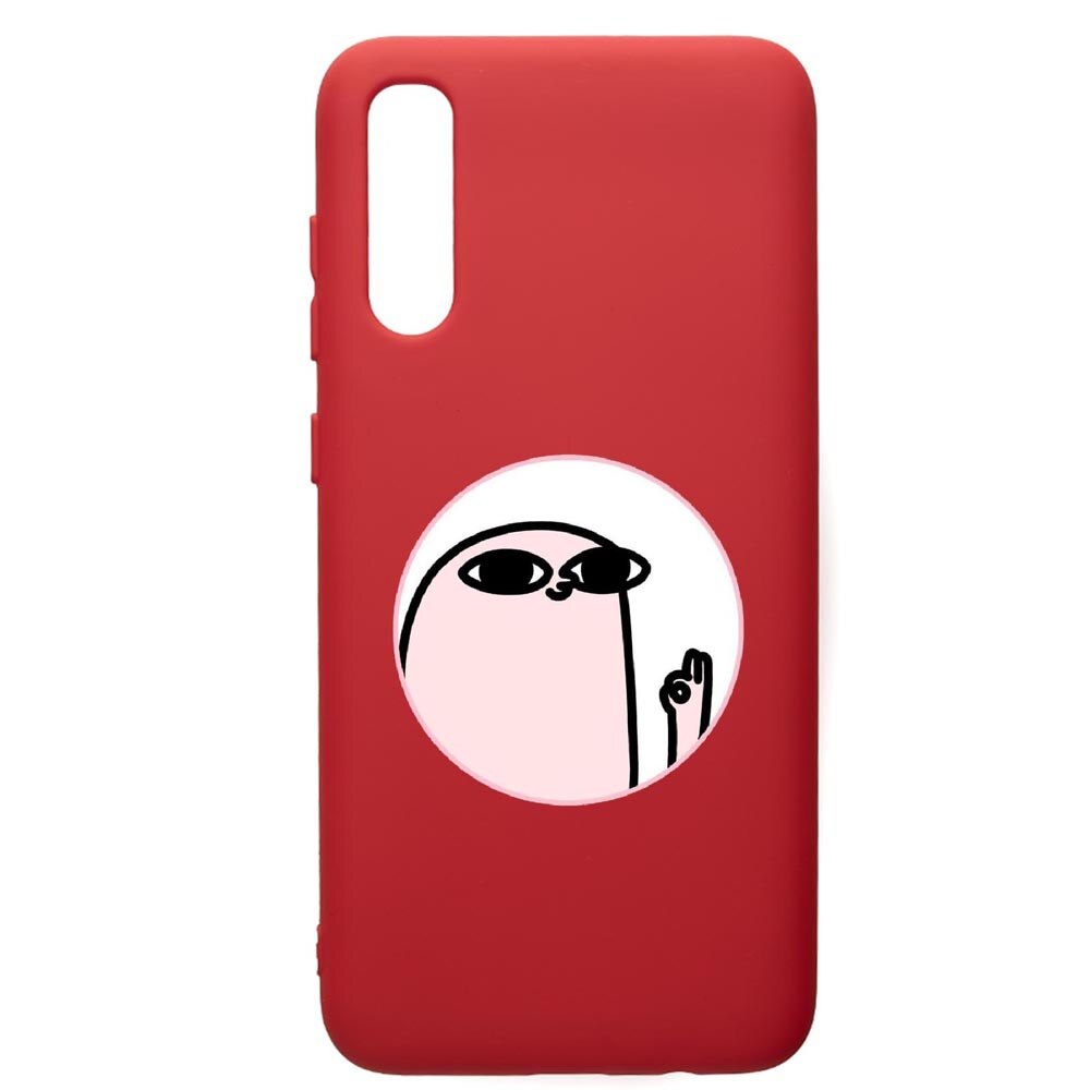 Husa de protectie Samsung Galaxy A70, Meme, silicon, cu interiorul din material textil, protectie camera, Red, PR658