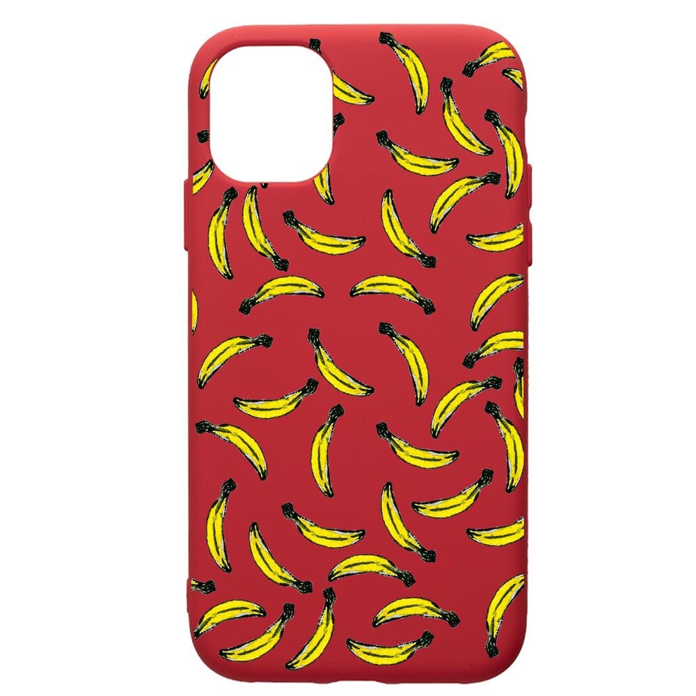 Husa de protectie Apple iPhone 12 Mini, Bananas, silicon, cu interiorul din material textil, protectie camera, Red, PR664