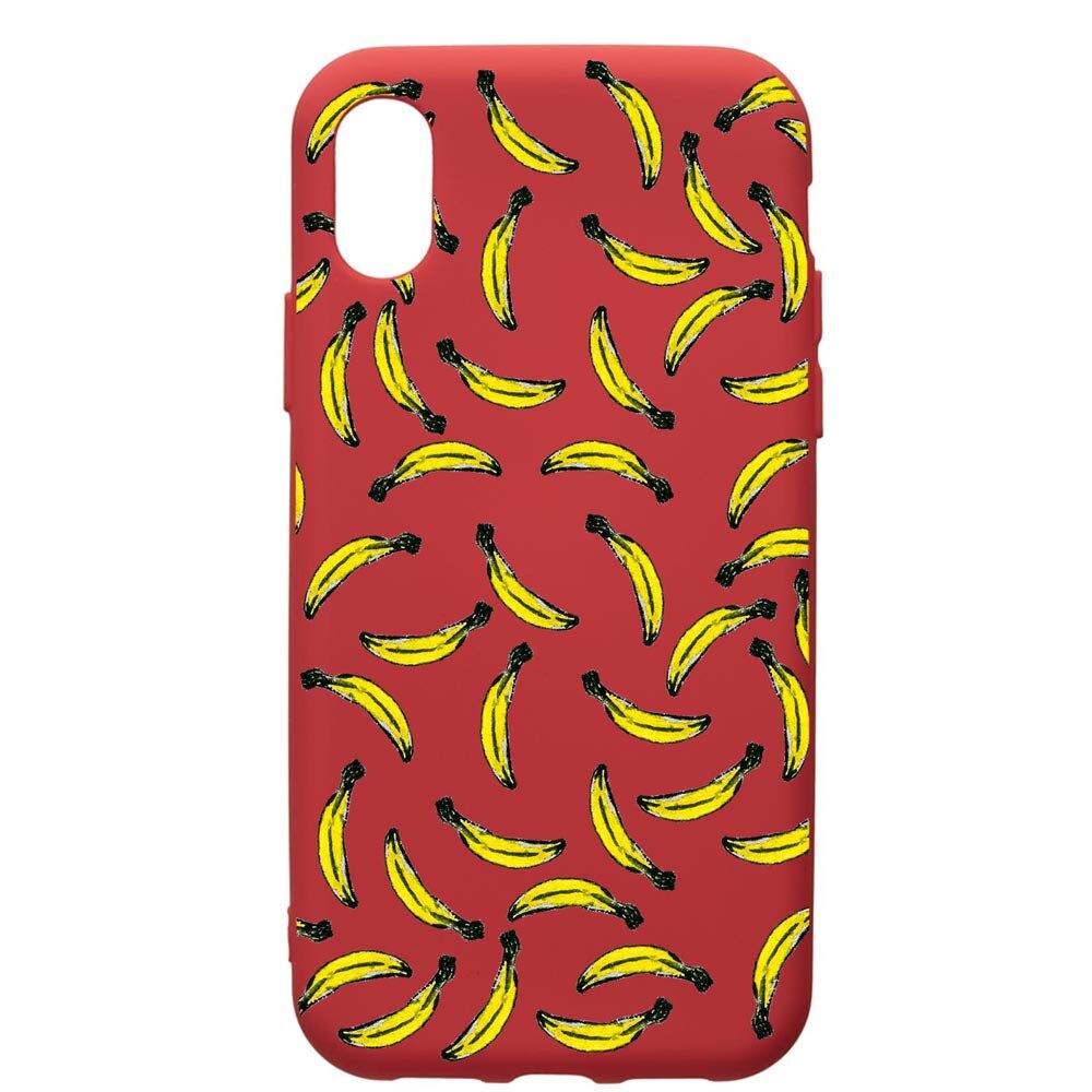 Husa de protectie Samsung Galaxy A01, Bananas, silicon, cu interiorul din material textil, protectie camera, Red, PR664