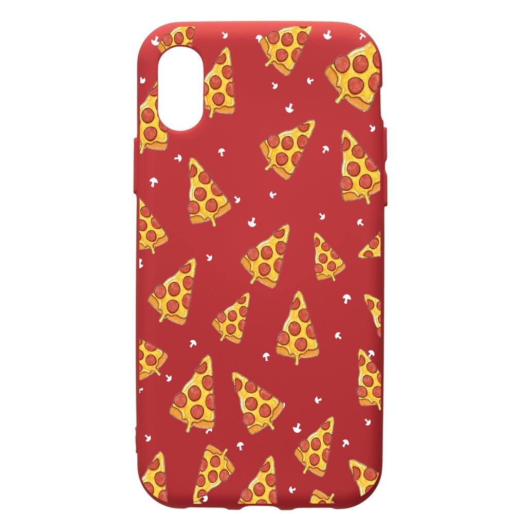 Husa de protectie Samsung Galaxy A01, Pizza, silicon, cu interiorul din material textil, protectie camera, Red, PR665