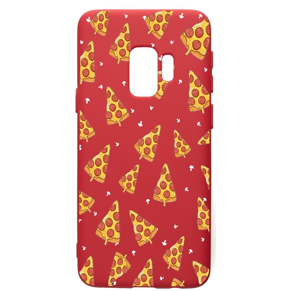 Husa de protectie Samsung Galaxy S9, Pizza, silicon, cu interiorul din material textil, protectie camera, Red, PR665