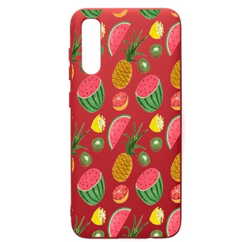 Husa de protectie Samsung Galaxy A70, Ananas, silicon, cu interiorul din material textil, protectie camera, Red, PR666 Husa de protectie Samsung Galaxy A70, Ananas, silicon, cu interiorul din material textil, protectie camera, Red, PR666