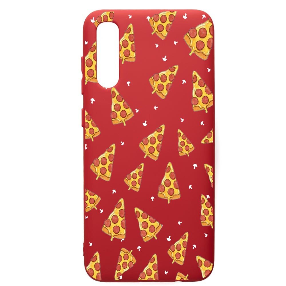 Husa de protectie Samsung Galaxy A70, Pizza, silicon, cu interiorul din material textil, protectie camera, Red, PR665