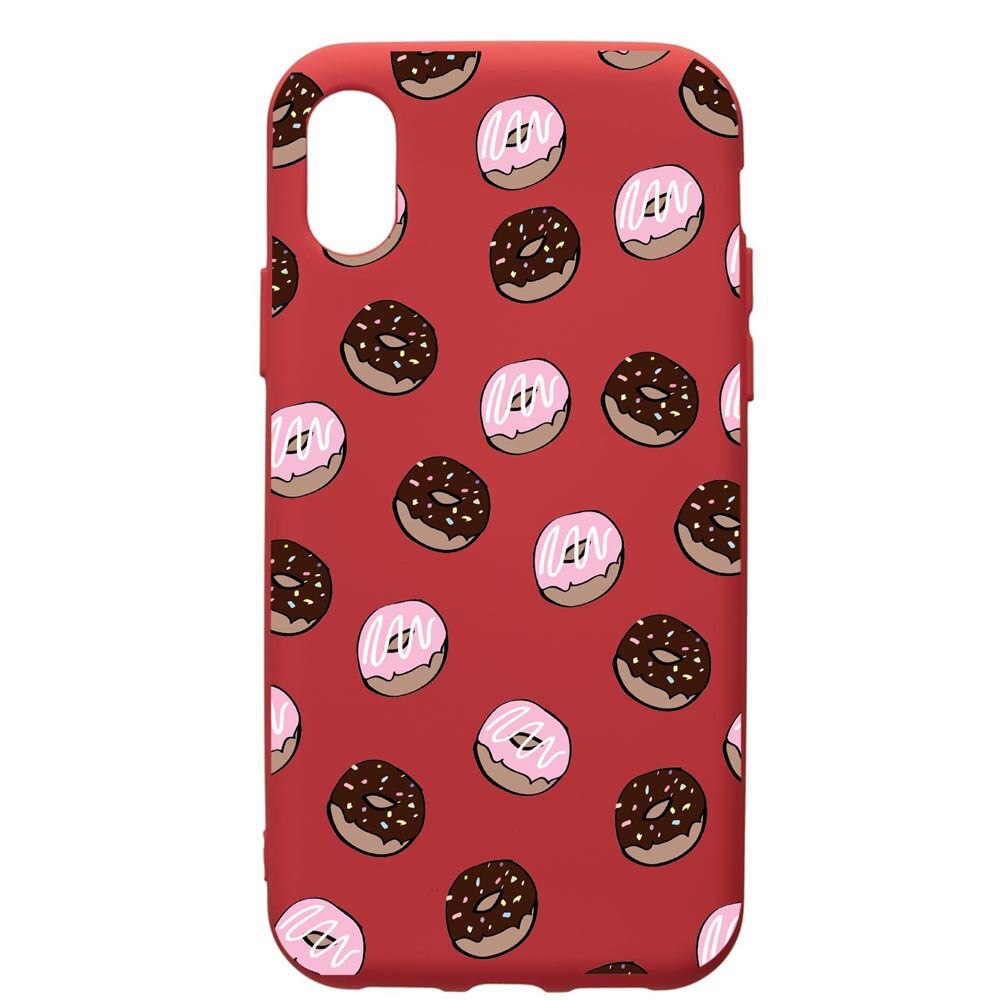 Husa de protectie Apple iPhone XR, Donuts, silicon, cu interiorul din material textil, protectie camera, Red, PR667
