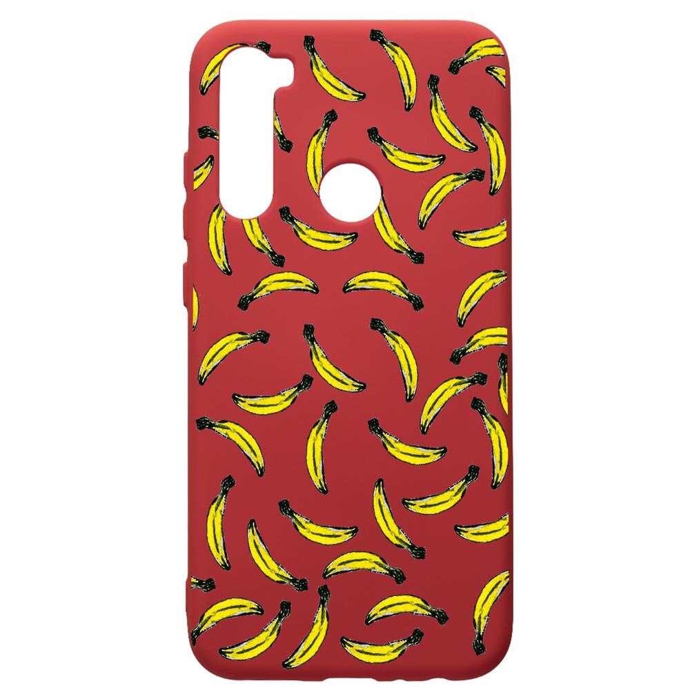 Husa de protectie Xiaomi Redmi Note 8, Bananas, silicon, cu interiorul din material textil, protectie camera, Red, PR664