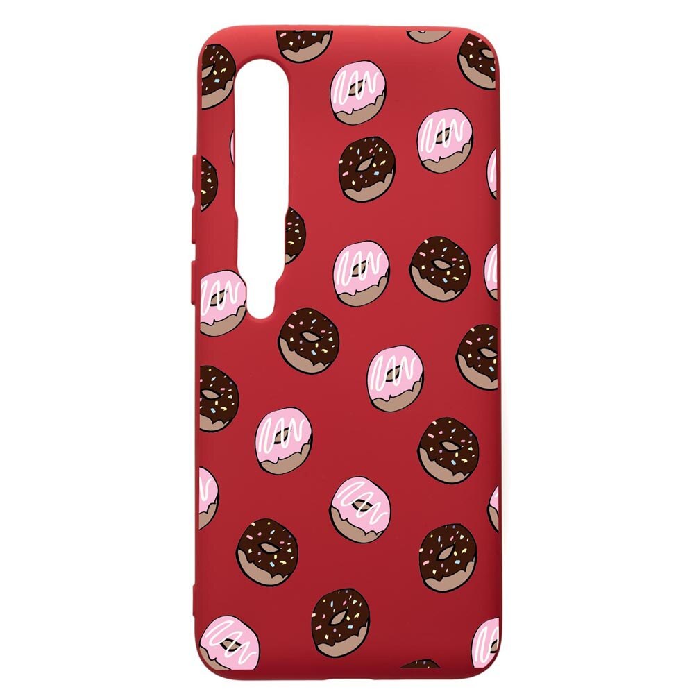 Husa de protectie Xiaomi Mi 10 / Mi 10 Pro, Donuts, silicon, cu interiorul din material textil, protectie camera, Red, PR667