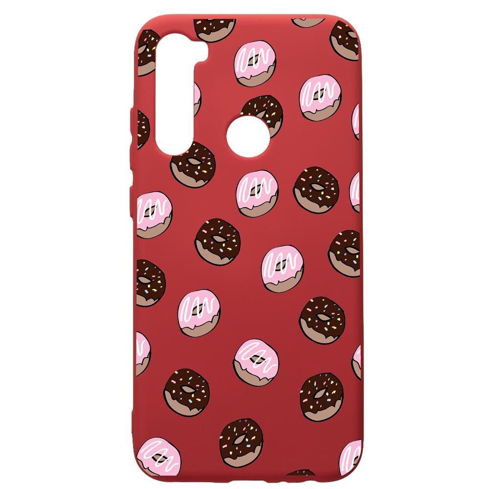 Husa de protectie Xiaomi Redmi Note 8, Donuts, silicon, cu interiorul din material textil, protectie camera, Red, PR667