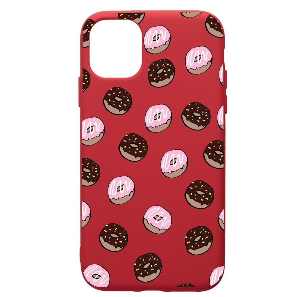 Husa de protectie Samsung Galaxy A51, Donuts, silicon, cu interiorul din material textil, protectie camera, Red, PR667