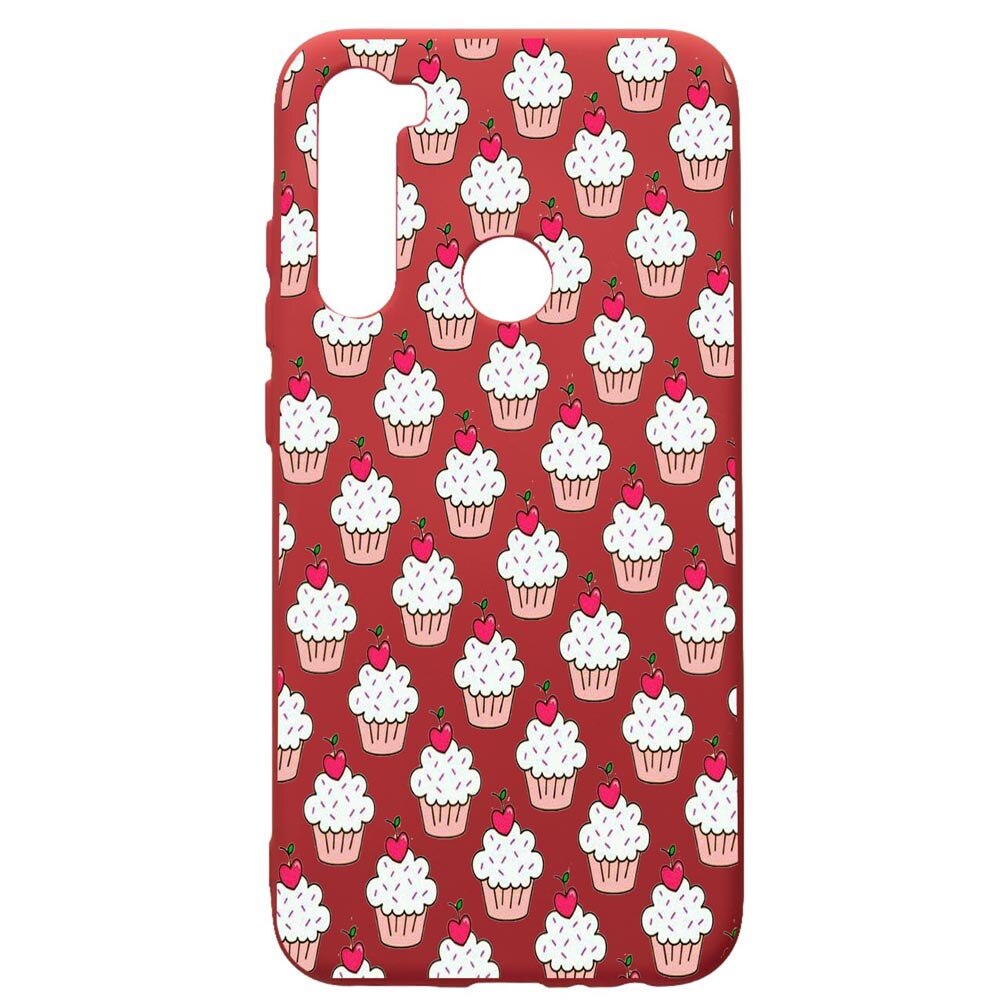 Husa de protectie Xiaomi Redmi Note 8, Muffins, silicon, cu interiorul din material textil, protectie camera, Red, PR668
