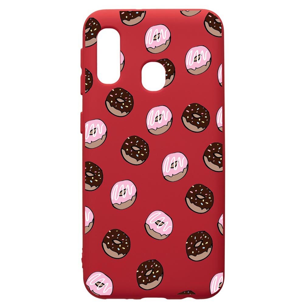 Husa de protectie Samsung Galaxy A20E, Donuts, silicon, cu interiorul din material textil, protectie camera, Red, PR667