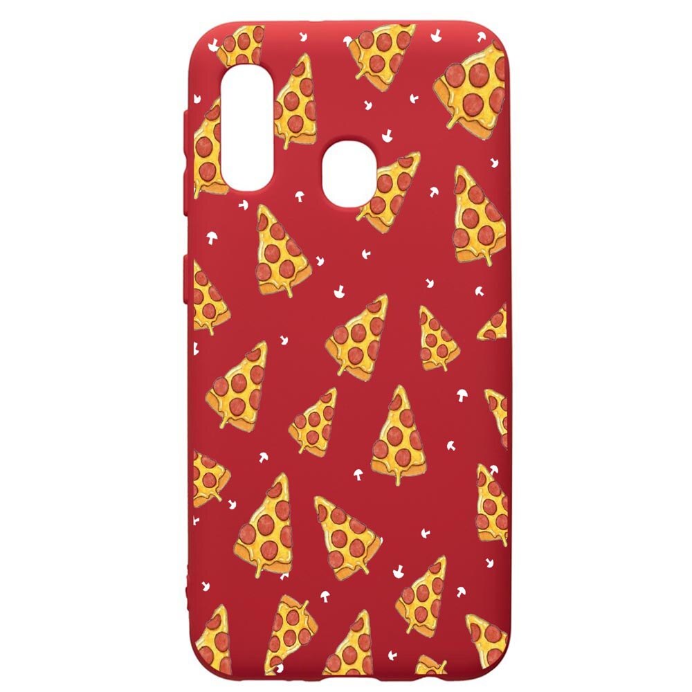 Husa de protectie Samsung Galaxy A40, Pizza, silicon, cu interiorul din material textil, protectie camera, Red, PR665