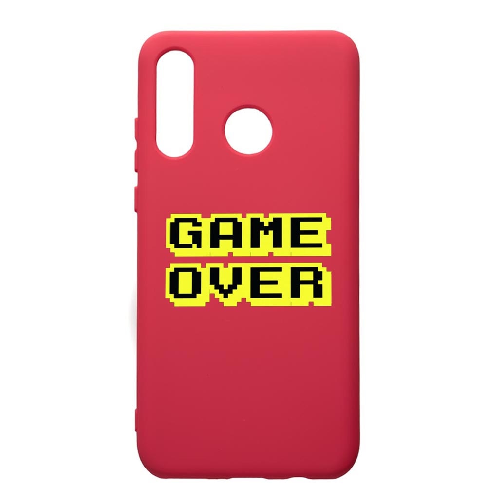 Husa de protectie Huawei P30 Lite, Game Over, silicon, cu interiorul din material textil, protectie camera, Maroon, PM671
