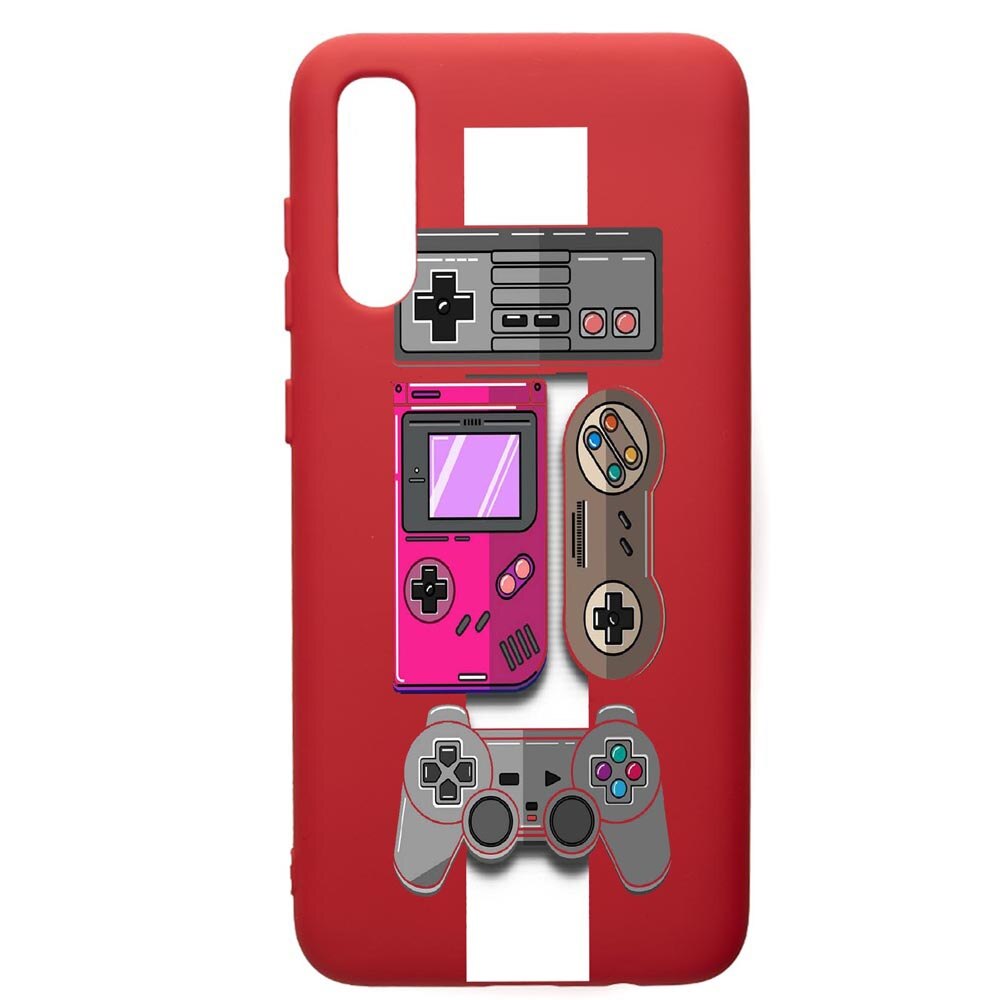 Husa de protectie Samsung Galaxy A70, Gamer - Xbox - Nintendo, silicon, cu interiorul din material textil, protectie camera, Red, PR670