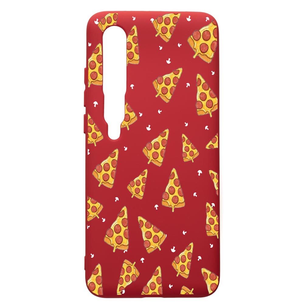 Husa de protectie Xiaomi Mi 10 / Mi 10 Pro, Pizza, silicon, cu interiorul din material textil, protectie camera, Red, PR665