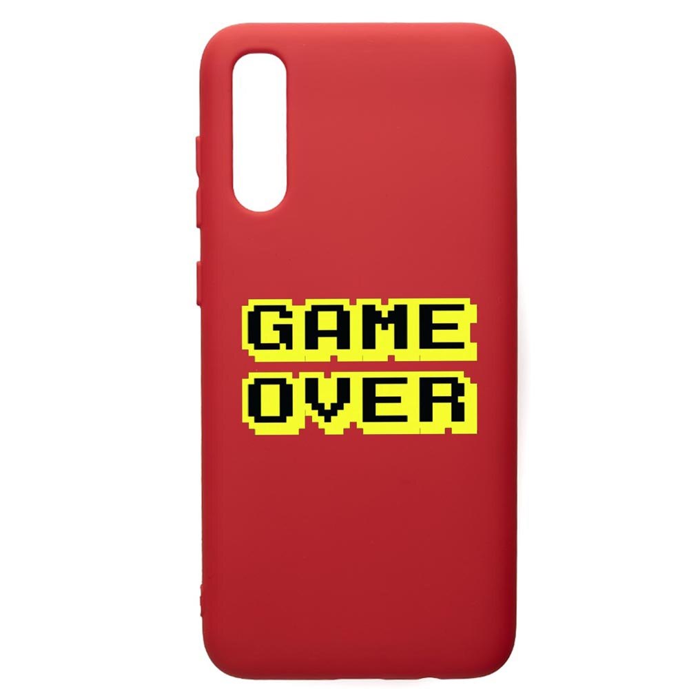 Husa de protectie Samsung Galaxy A70, Game Over, silicon, cu interiorul din material textil, protectie camera, Red, PR671