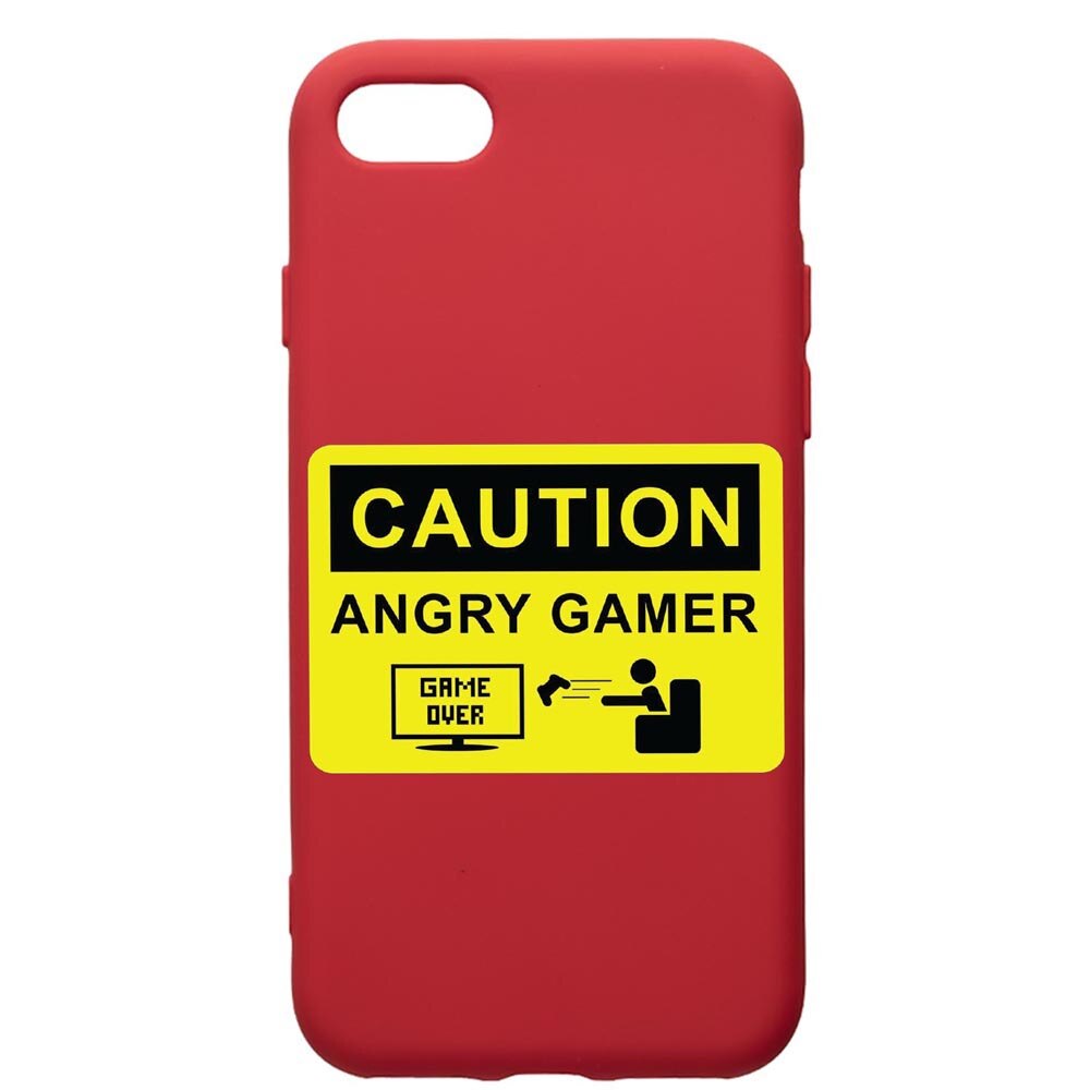 Husa de protectie Apple iPhone SE 2 / iPhone 8 / iPhone 7, Gamer - Angry Gamer, silicon, cu interiorul din material textil, protectie camera, Red, PR673