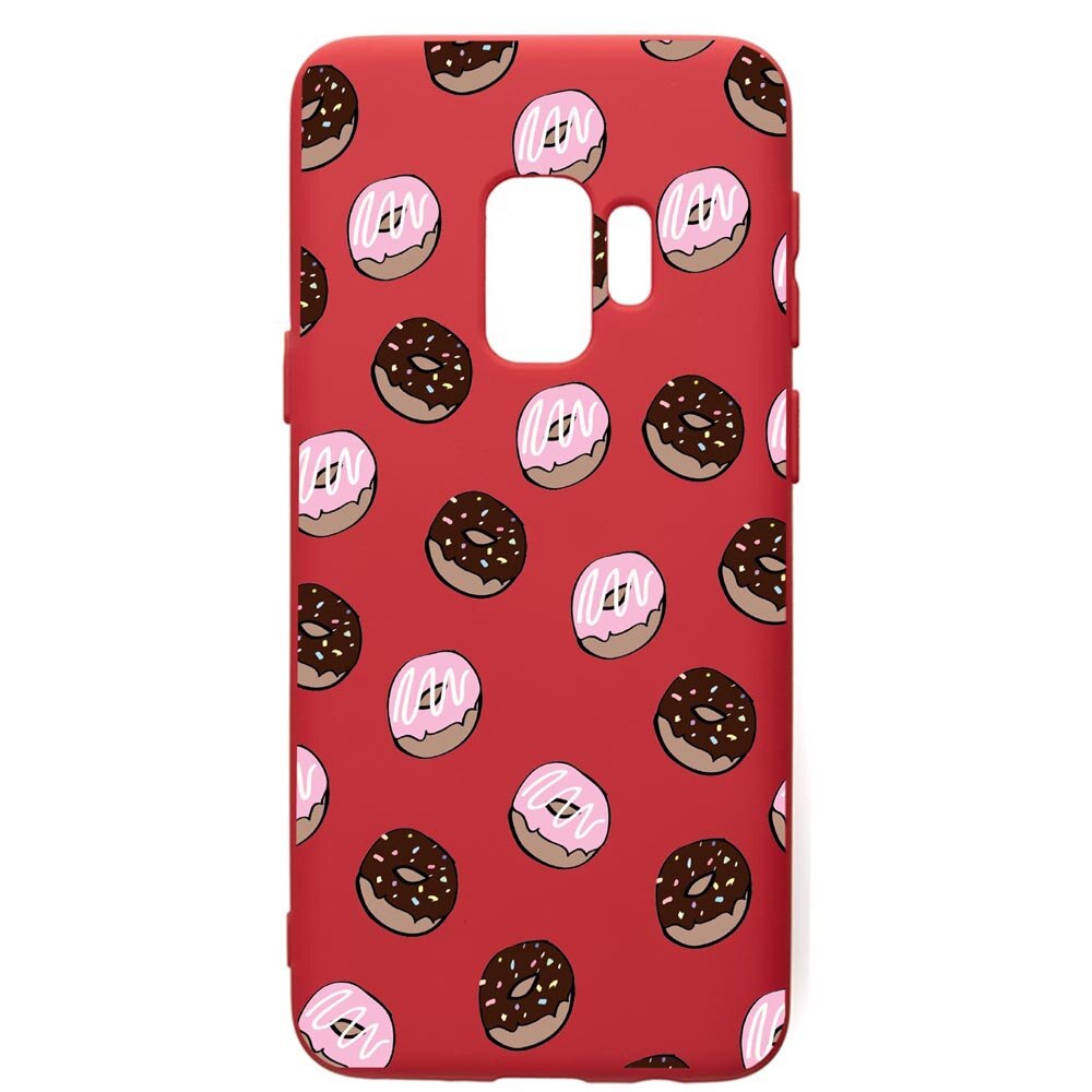 Husa de protectie Samsung Galaxy S9, Donuts, silicon, cu interiorul din material textil, protectie camera, Red, PR667