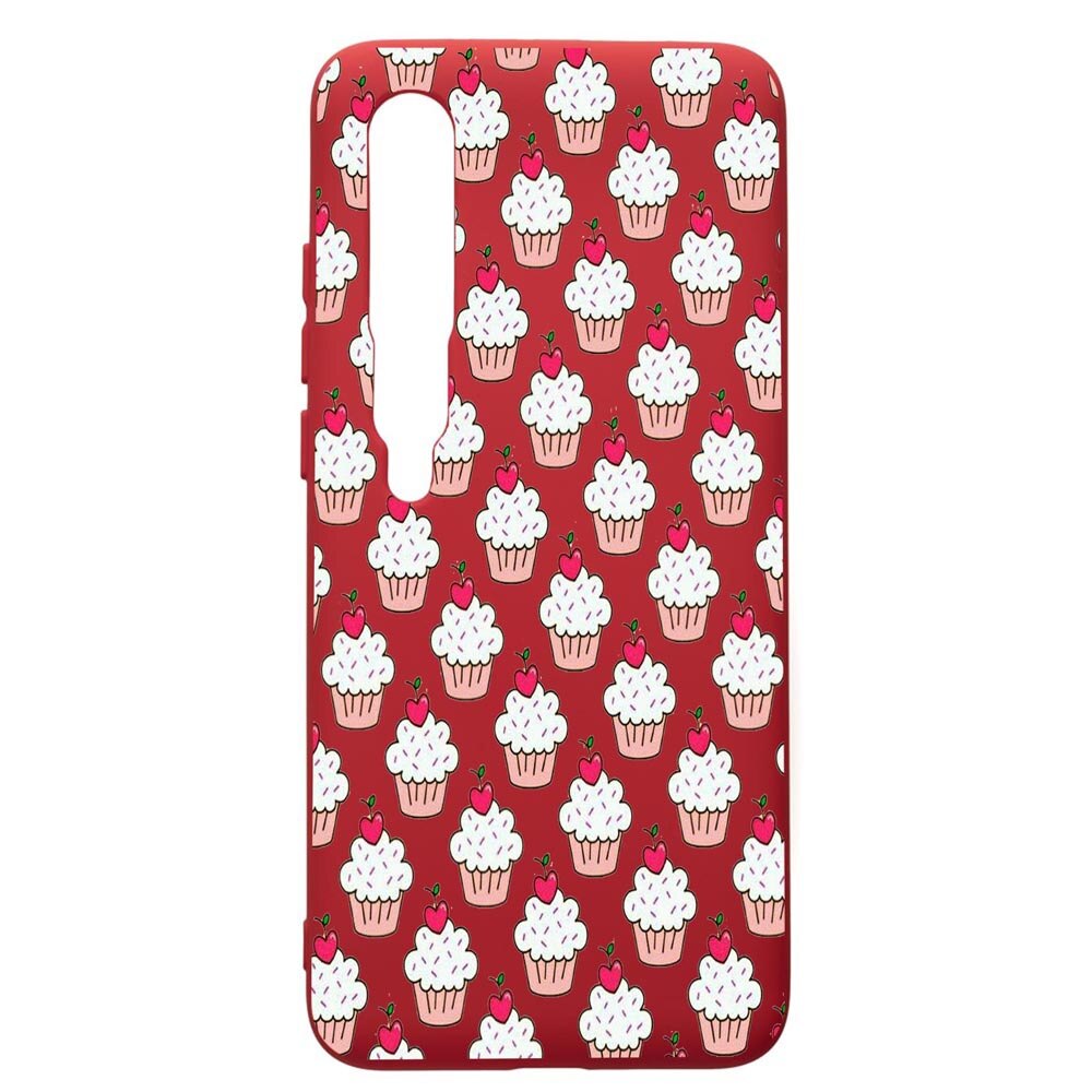 Husa de protectie Xiaomi Mi 10 / Mi 10 Pro, Muffins, silicon, cu interiorul din material textil, protectie camera, Red, PR668