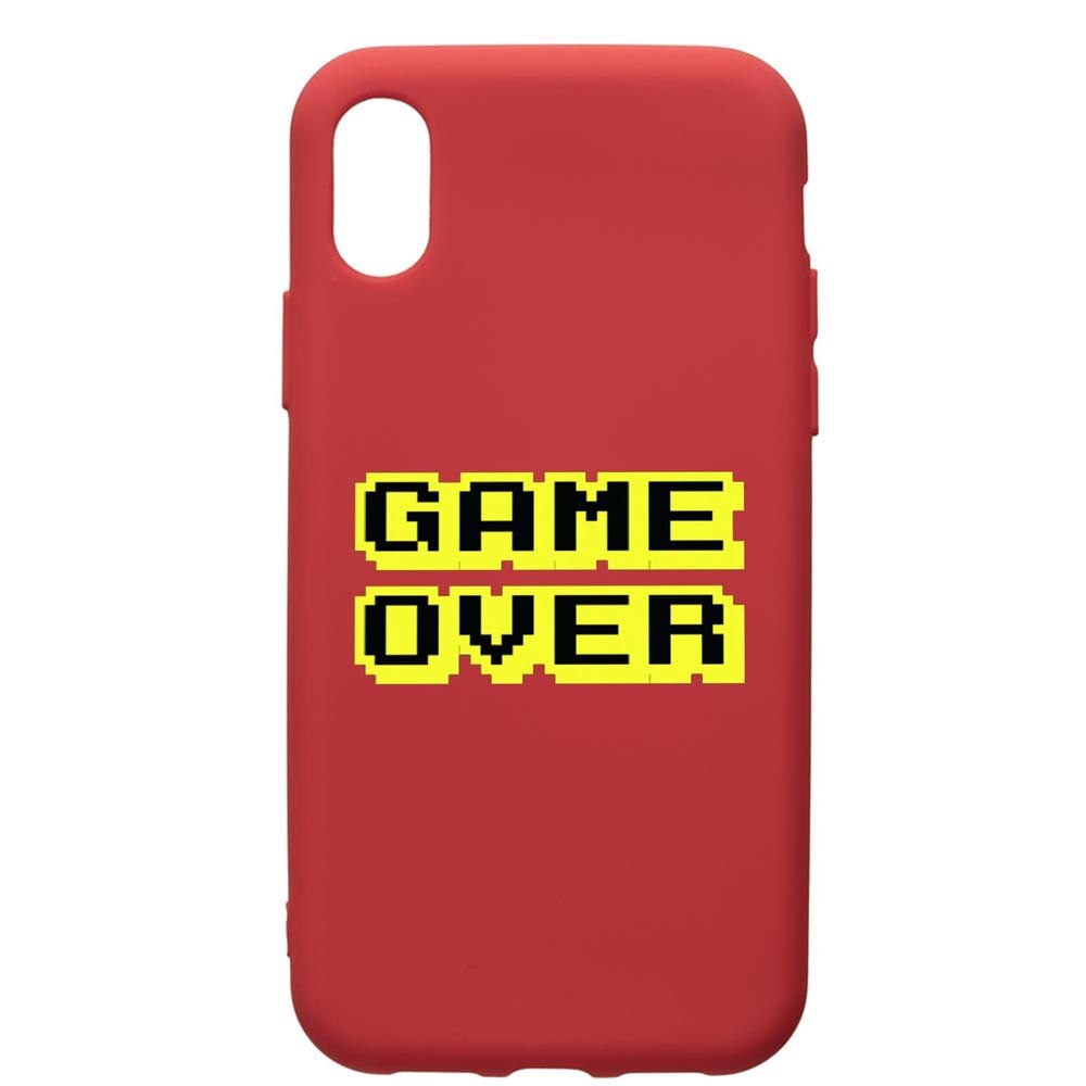 Husa de protectie Apple iPhone XR, Game Over, silicon, cu interiorul din material textil, protectie camera, Red, PR671