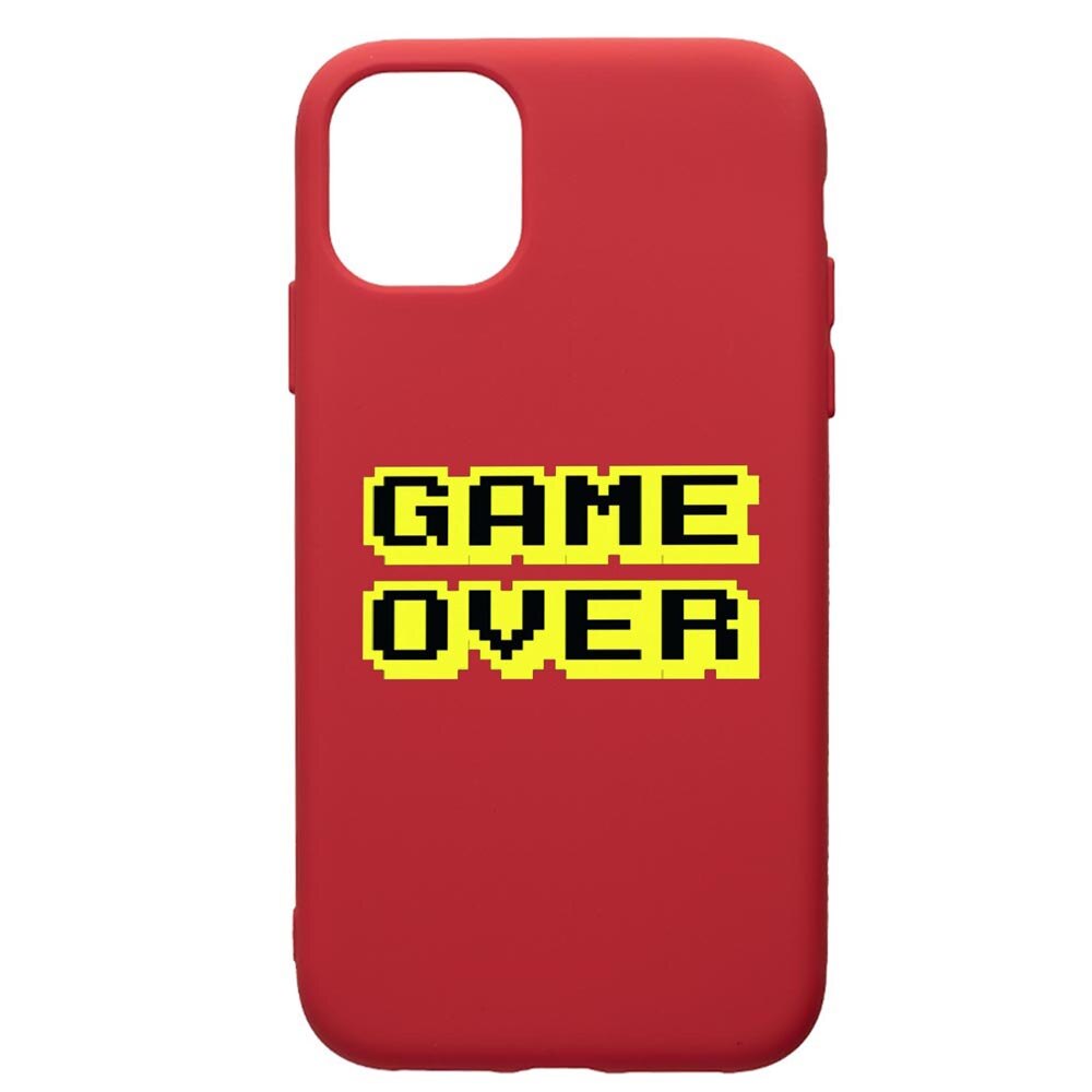 Husa de protectie Apple iPhone 11, Game Over, silicon, cu interiorul din material textil, protectie camera, Red, PR671