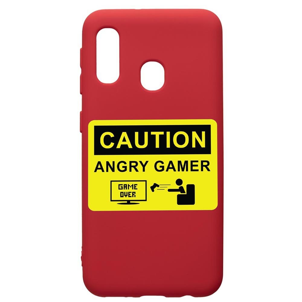 Husa de protectie Samsung Galaxy A40, Gamer - Angry Gamer, silicon, cu interiorul din material textil, protectie camera, Red, PR673