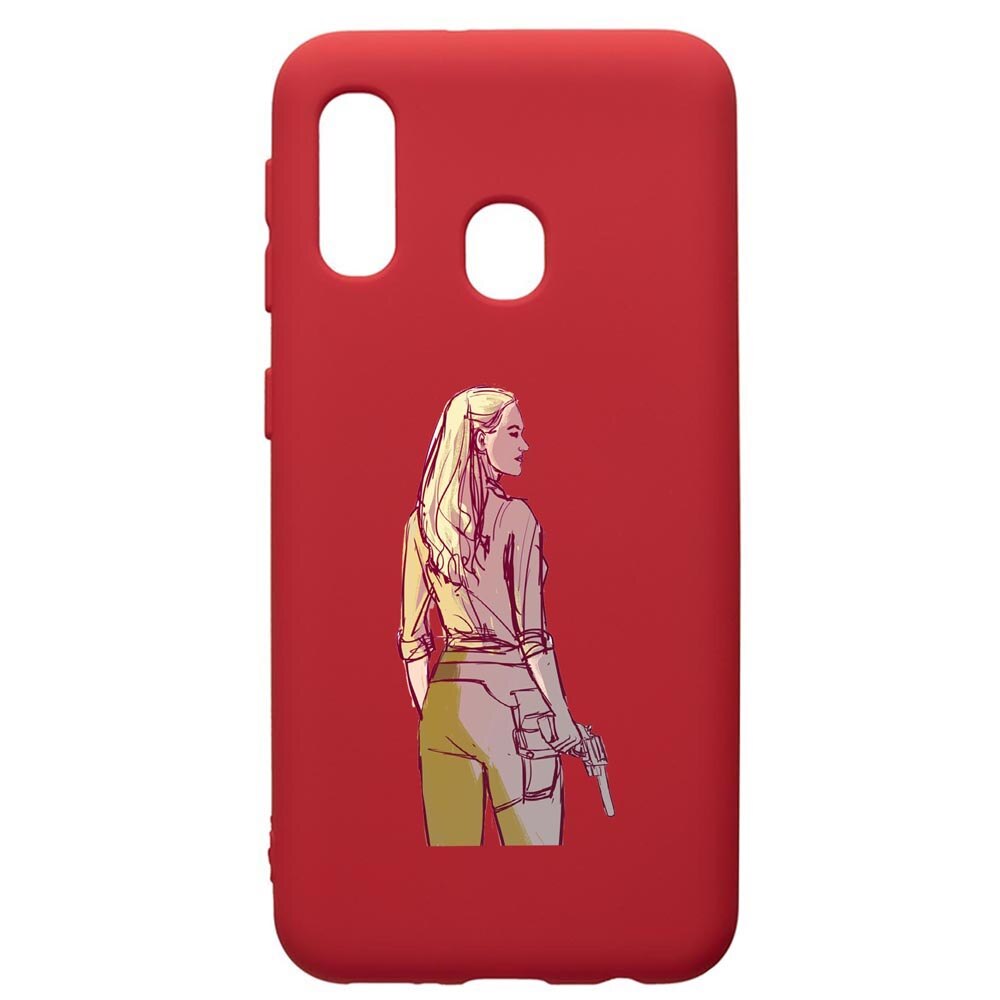 Husa de protectie Samsung Galaxy A40, WestWorld, Movie, silicon, cu interiorul din material textil, protectie camera, Red, PR676