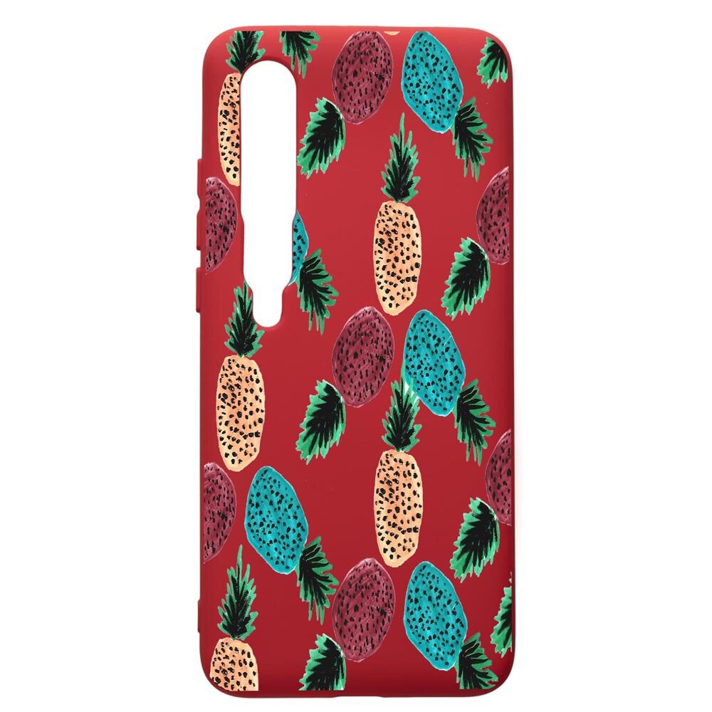 Husa de protectie Xiaomi Mi 10 / Mi 10 Pro, Ananas, silicon, cu interiorul din material textil, protectie camera, Red, PR669