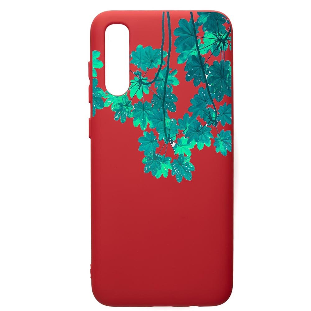 Husa de protectie Samsung Galaxy A70, Green Forest, silicon, cu interiorul din material textil, protectie camera, Red, PR682