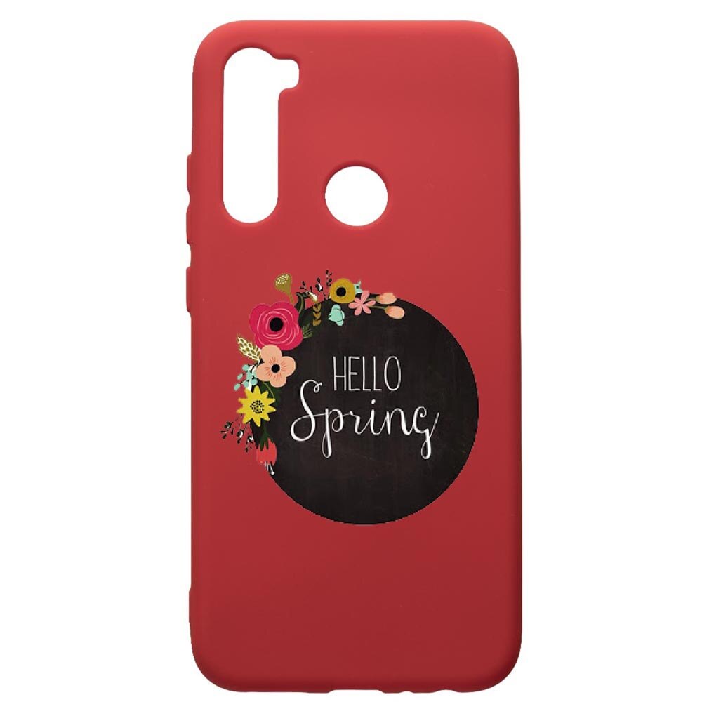 Husa de protectie Xiaomi Redmi Note 8, Hello Spring, silicon, cu interiorul din material textil, protectie camera, Red, PR684