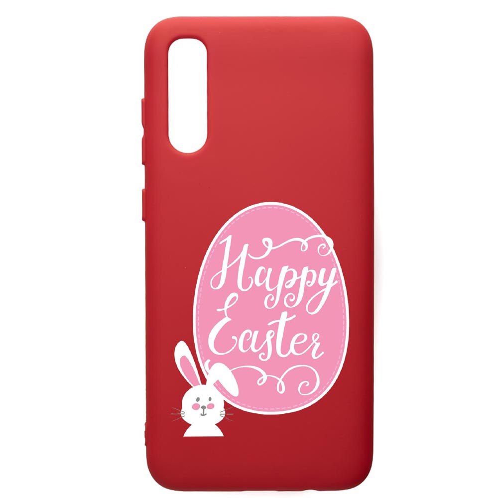 Husa de protectie Samsung Galaxy A30S, Happy Easter, silicon, cu interiorul din material textil, protectie camera, Red, PR689