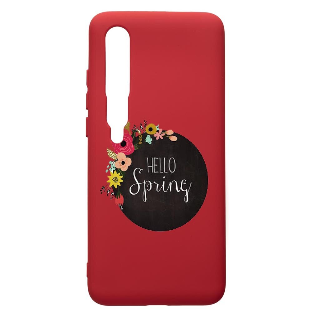 Husa de protectie Xiaomi Mi 10 / Mi 10 Pro, Hello Spring, silicon, cu interiorul din material textil, protectie camera, Red, PR684