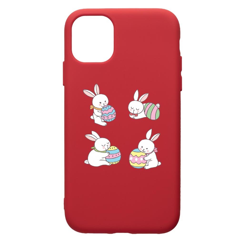 Husa de protectie Samsung Galaxy A51, Rabbits Easter, silicon, cu interiorul din material textil, protectie camera, Red, PR690