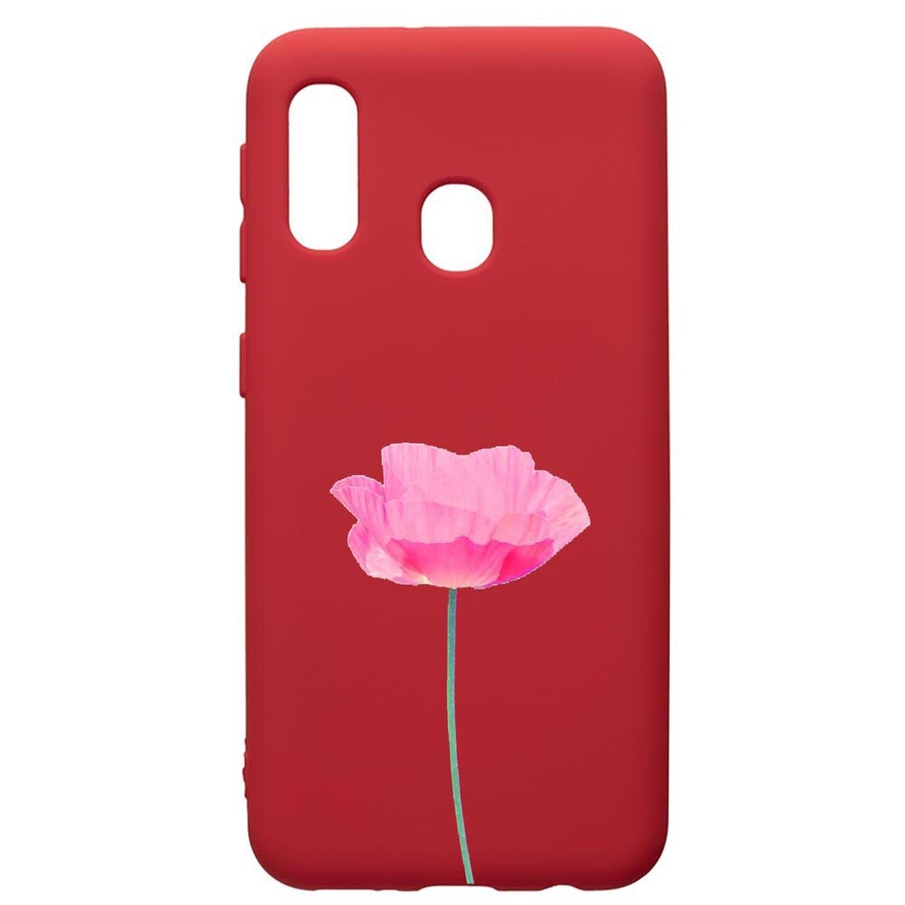 Husa de protectie Samsung Galaxy A40, One Rose - Pastel Colors, silicon, cu interiorul din material textil, protectie camera, Red, PR693