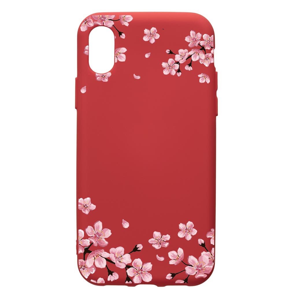 Husa de protectie Apple iPhone XR, Pastel Colors - Flowers, silicon, cu interiorul din material textil, protectie camera, Red, PR694