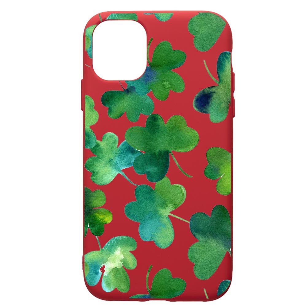 Husa de protectie Apple iPhone 12 Mini, Green Leaf, silicon, cu interiorul din material textil, protectie camera, Red, PR697