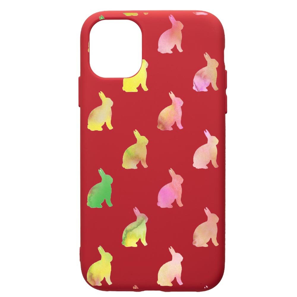Husa de protectie Samsung Galaxy A51, Cool Rabbits, silicon, cu interiorul din material textil, protectie camera, Red, PR695