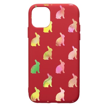 Husa de protectie Samsung Galaxy A51, Cool Rabbits, silicon, cu interiorul din material textil, protectie camera, Red, PR695 Husa de protectie Samsung Galaxy A51, Cool Rabbits, silicon, cu interiorul din material textil, protectie camera, Red, PR695