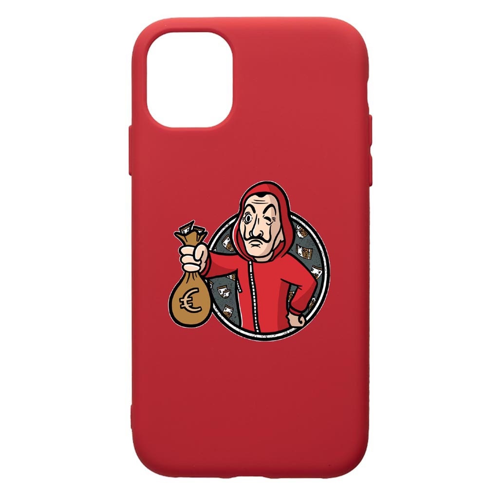Husa de protectie Apple iPhone 11, La Casa De Papel, silicon, cu interiorul din material textil, protectie camera, Red, PR700
