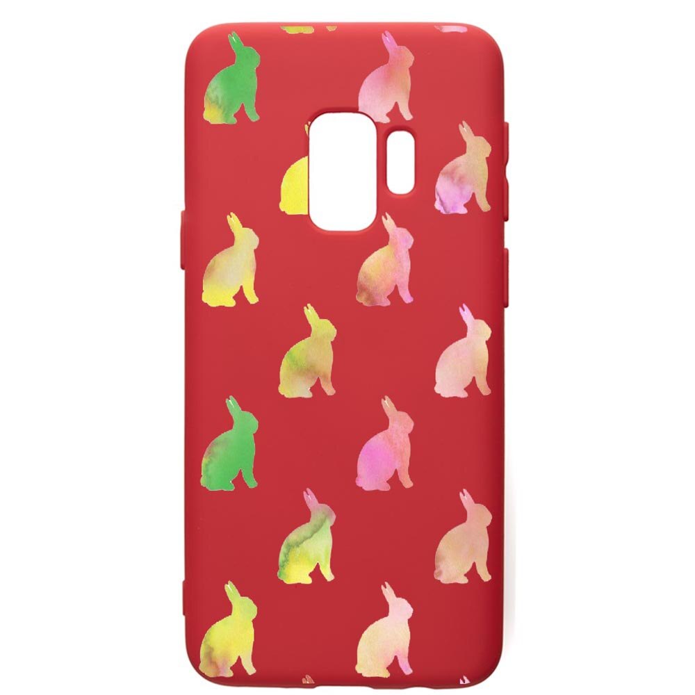 Husa de protectie Samsung Galaxy S9, Cool Rabbits, silicon, cu interiorul din material textil, protectie camera, Red, PR695