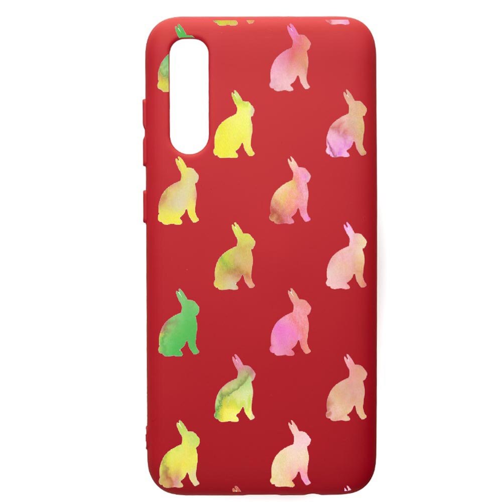 Husa de protectie Samsung Galaxy A70, Cool Rabbits, silicon, cu interiorul din material textil, protectie camera, Red, PR695