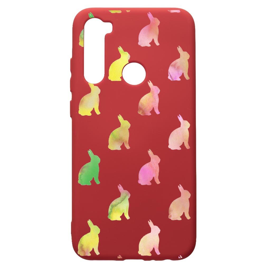 Husa de protectie Xiaomi Redmi Note 8, Cool Rabbits, silicon, cu interiorul din material textil, protectie camera, Red, PR695
