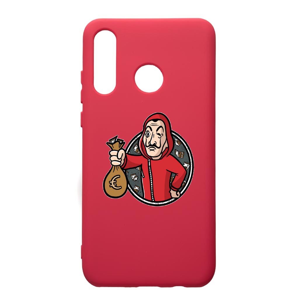 Husa de protectie Huawei P30 Lite, La Casa De Papel, silicon, cu interiorul din material textil, protectie camera, Maroon, PM700
