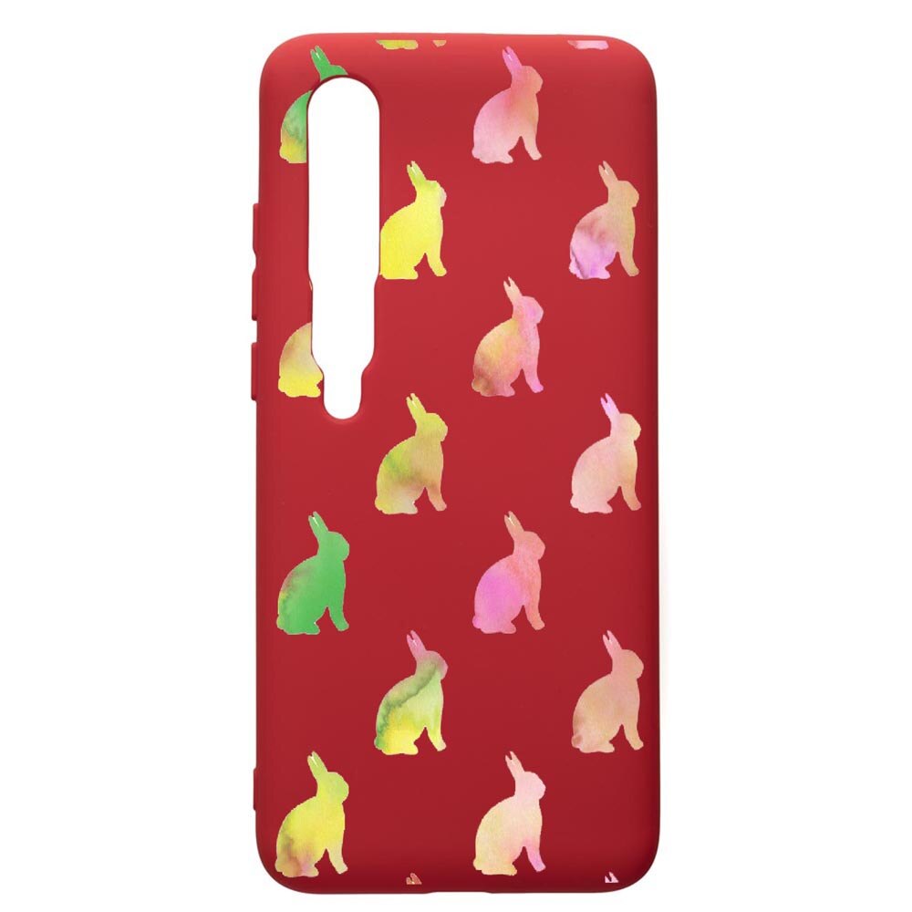 Husa de protectie Xiaomi Mi 10 / Mi 10 Pro, Cool Rabbits, silicon, cu interiorul din material textil, protectie camera, Red, PR695