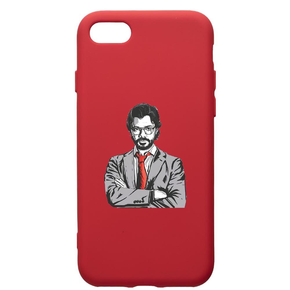 Husa de protectie Apple iPhone 8 Plus / iPhone 7 Plus, La Casa De Papel - Profesor, silicon, cu interiorul din material textil, protectie camera, Red, PR712