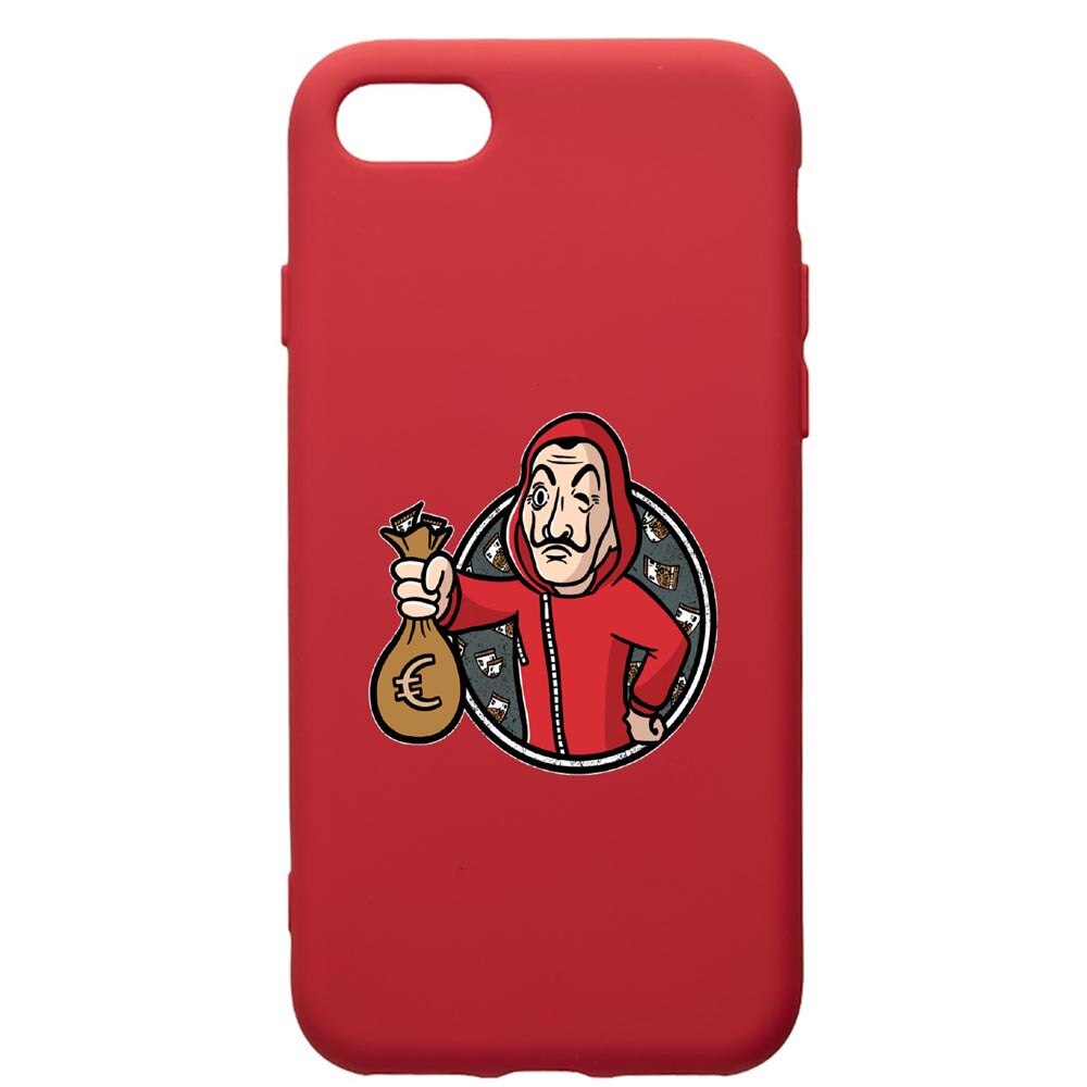 Husa de protectie Apple iPhone 8 Plus / iPhone 7 Plus, La Casa De Papel, silicon, cu interiorul din material textil, protectie camera, Red, PR700